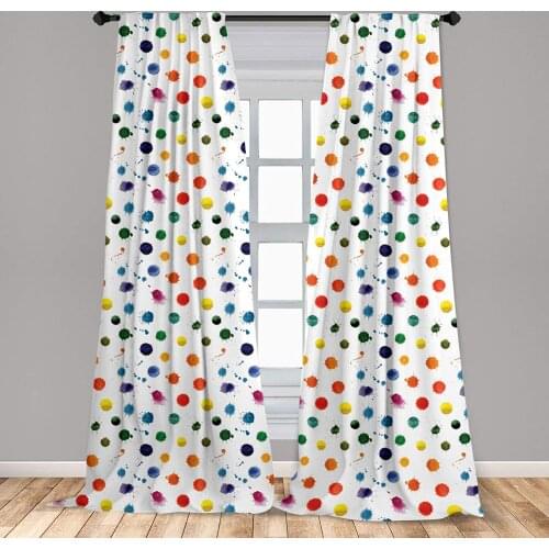 Paint Curtain Circle Color Splashes Forming Colorful Polka Dots Modern Abstract Playroom Window Treatment Living Room Bedroom