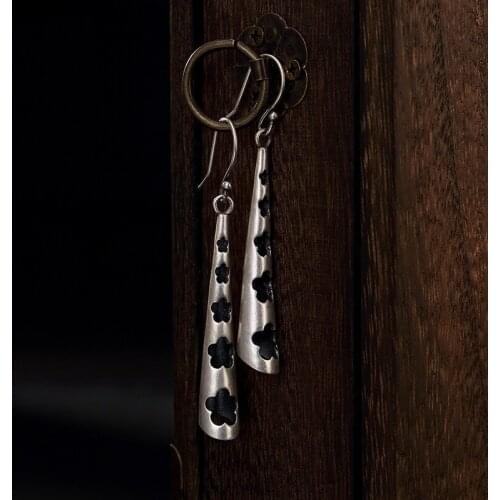 Silver, Antique, Hollowed Out Plum Blossom, Personalized Silver Sterling, Ladies' Earrings, Earrings, Ear Accessories