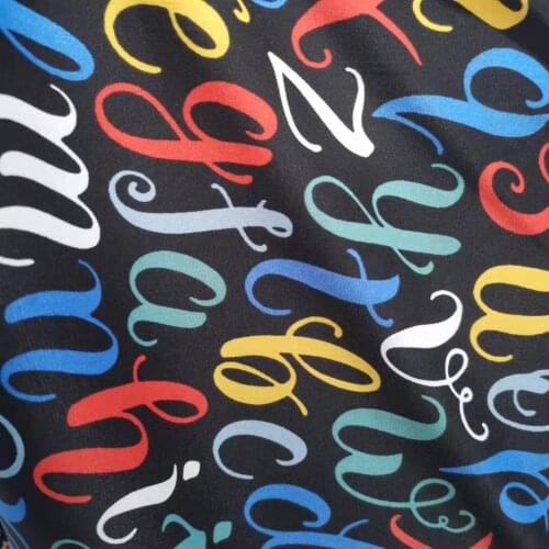 Dress Fabric Stretchy Colorful Letter Printed Chiffon