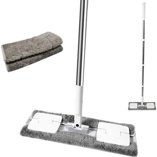 Floor Mop Hand Flat Mop With Microfiber Replace Pads Easy Wringing Household Floor Cleaning Tools Bathroom Accessories