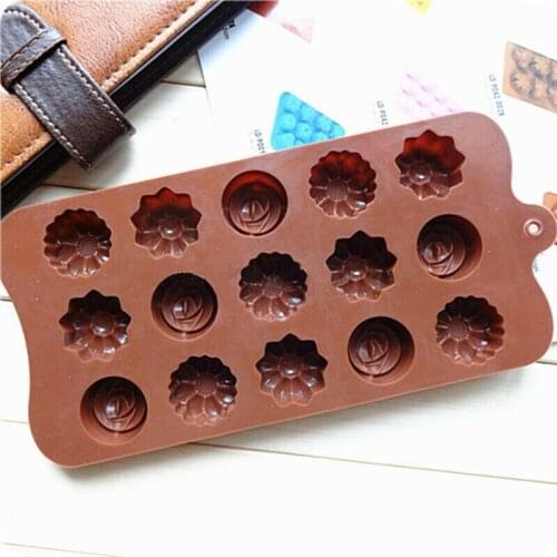 15 hole Chocolate Candy Ice Cream Mold Baking Cavit Flower Silicone Mold Cake DIY