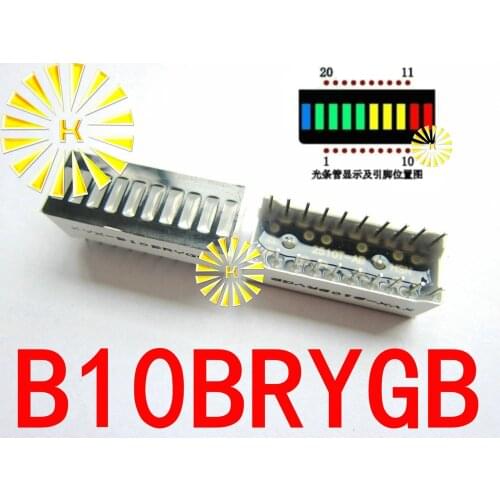 5PCS X 10 grid digital segment LED light bar super bright 2 red+3 yellow+4 green+1 blue light flat tube B10BRYGB