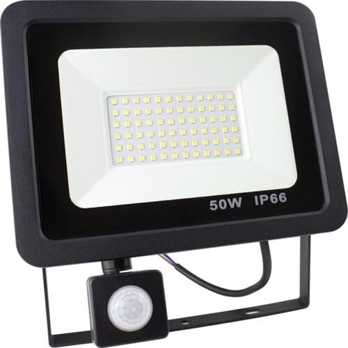 Outdoor Waterproof LED Flood Light 110V 220V 10W 20W 30W 50W SMD 2835 PIR Motion Sensor Garden Street Wall Lamp Cold White