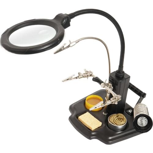 16 LED Light Magnifying Glass Welding Holder With Soldering Auxiliary Clips 2.5X Magnifier For PCB Soldering Desoldering Work