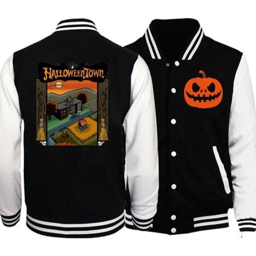 2021 Spring and Autumn Bomber Jacket Men Halloweentown Hallowee Print Mens Fashion Jackets Clothing Trends Colorblock Coat