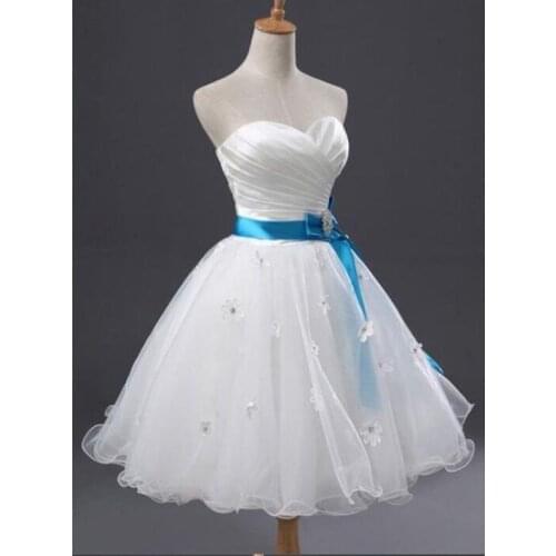 Vintage Short White Tulle Homecoming Dresses with Belt A-Line Satin Knee Length Corset Back Graduation Dresses for Juniors