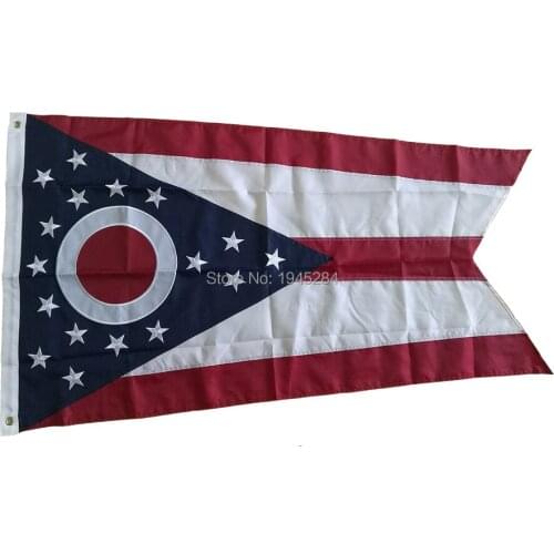 Embroidered Sewn Ohio State Flag US State Flag Banner Oxford Fabric 3x5ft 90x150cm, free shipping