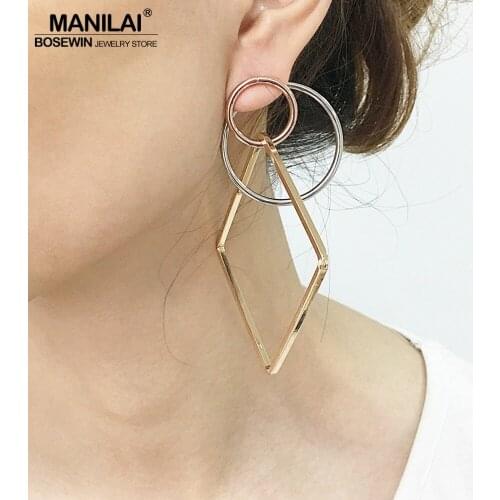 MANILAI Big Geometric Alloy Drop Earrings For Women Fashion Jewelry Earrings Boho Statement Metal Dangle Long Earring Punk