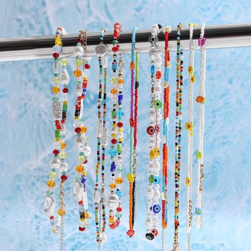 Vintage Irregular Imitation Pearl Choker Necklaces For Women Vintage Colorful Transparent Round Beads Necklaces Jewelry Gifts