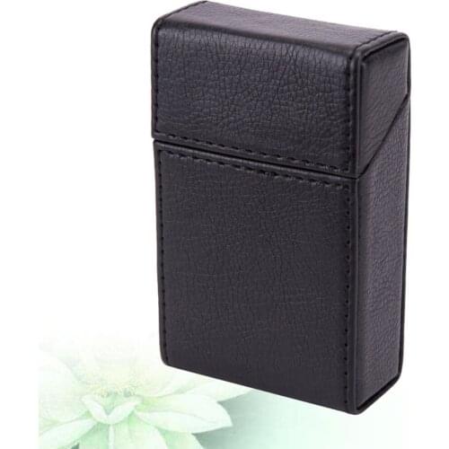 1pc PU Leather Cigarette Case Premium Business Cigarette Box Portable Cigarette Container for Men（Black