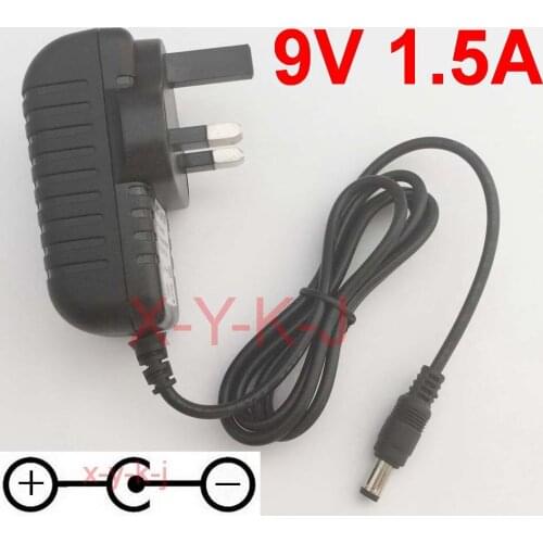 100PCS High quality AC/DC 9V 1.5A Switching Power Supply adapter Reverse Polarity Negative Inside 9V 1500mA 5.5mm x 2.1mm-2.5mm
