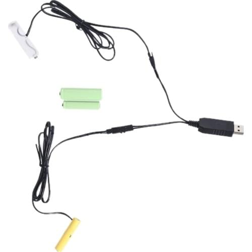 2in1 USB Mains Convert to AA + AAA Battery Eliminator Replace 1 to 4pcs LR6 LR03 1.5V Battery Power Supply Cable