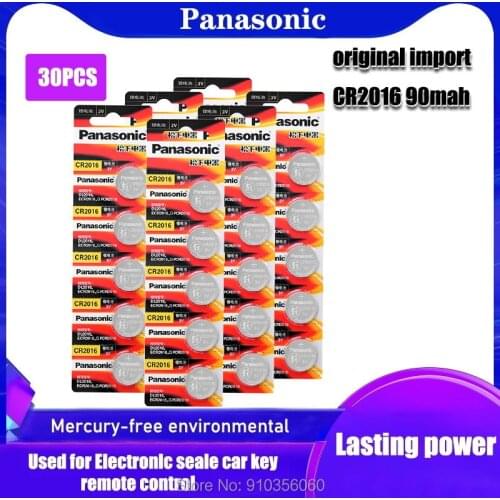 30Pcs 3V CR2016 PANASONIC Lithium Battery LM2016 BR2016 DL KCR2016 Button Coin Cell Battery For Main Board Remote Control Toy