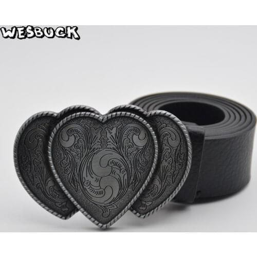 5 PCS MOQ WesBuck Brand Heart-shaped Buckles Metal Mens Belt Buckle Western Belt Cowboy Cowgirl Buckle