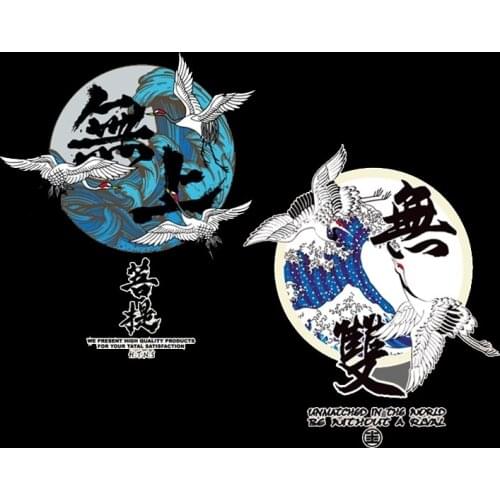 Letter Crane Bird Appliques Heat Transfers Easy By Household Iron Stickers For Hoody DIY Decoration For Clothes Fashion Patches