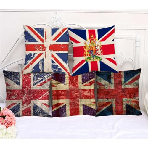 Throw Pillow Cases Retro British Flag Geometry Cushion Cover 45x45cm Home Living Room Decoration Linen/Cotton Pillowcover Decor