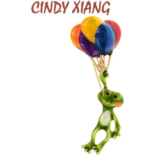CINDY XIANG New Fashion Enamel Frog Brooches Funny Animal Colorful Balloons Brooch Pins Unisex Party Jewelry Accessories Gifts