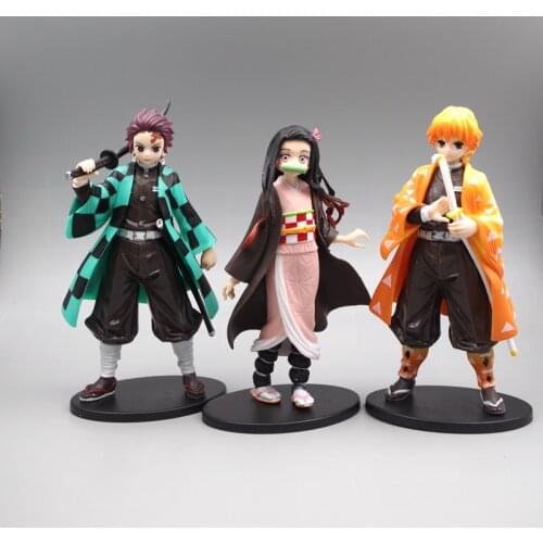 1 Pcs Cute Anime Demon Slayer Kimetsu No Yaiba Figure Kamado Tanjirou Nezuko Zenitsu Inosuke Action Figures PVC Model Toys Gift