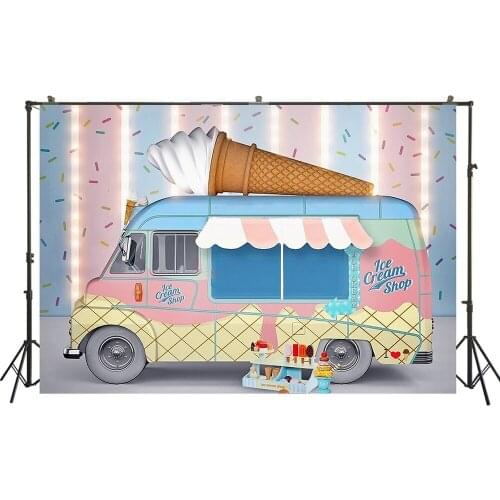 Ice Cream Party Backdrop Ice Cream Parlor Shop Sprinkles Sweet Birthday Background Baby Shower Poster Newborn Photo Booth Banner