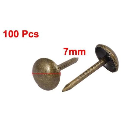Leather Sofa Round Head Upholstery Tack Nail Bronze Tone 7mm x 13mm 100pcs