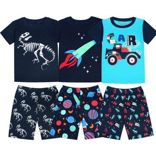 Boys Summer Pajamas Sets Children Excavator Printing Pajamas Rooter Pyjamas Kids Pijamas Infantil Roupas Infantis for 2-8T