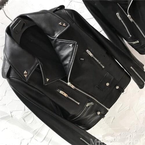 Levlmoly Design 2021 Women Motorcycle Leather Jacket Slim Sheep Leather Jacket