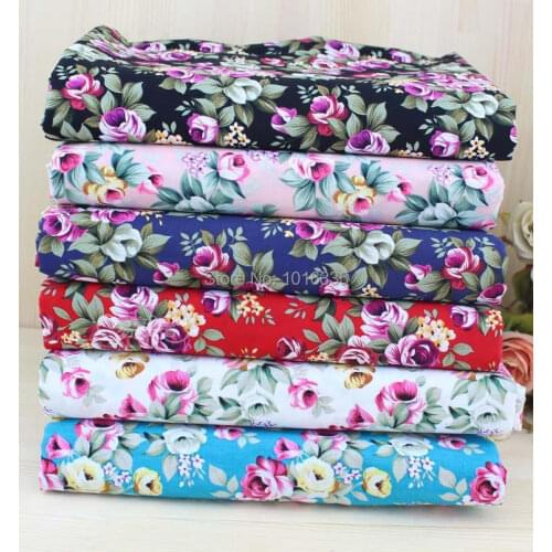 Hot sale Rose printed floral 100% cotton fabric handmade clothing 100% vintage craft fabric cotton 6 color in stock