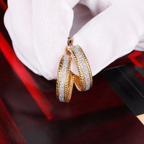 Small Round Hoop Earring For Women Gold and Silver Color with Glitter Nice Shape Fashion Girlfriend Gift Party Jewelry E0098