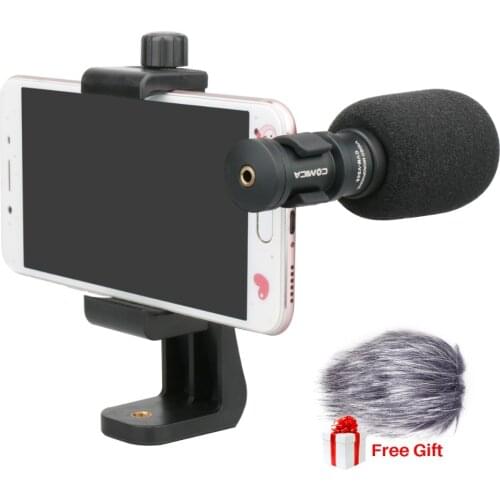 Comica CVM-VS08 Mobile Phone Microphone Video Mic For iPhone Samsung Smartphone with Wind Muff Rotated Phone Stand