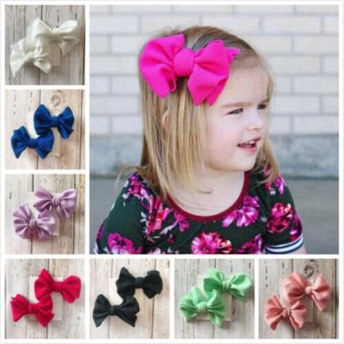 Cute 2PCS Toddler Kids Baby Girls Big Bows Hairpins Ribbon Hair Bow Latch Clips Bowknot Headwear