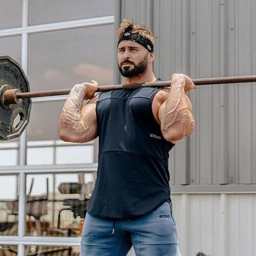 Mens sport fitness training quick-drying vest European and american slim breathable sleeveless clothes Singlet vest Undershirt