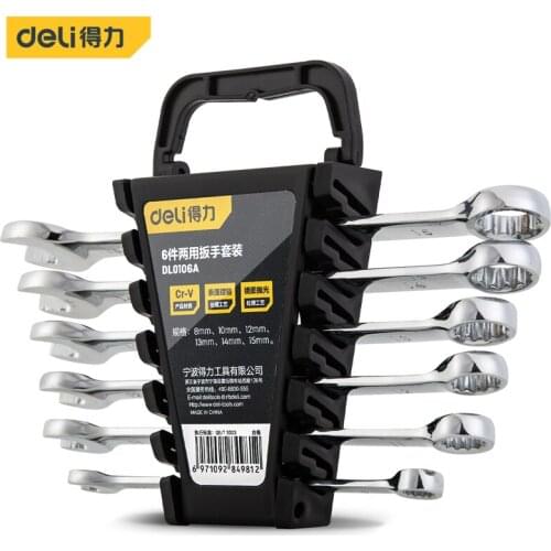 Deli0106A Ratchet Combination Metric Wrench Set Hand Tools Torque Gear Sock 8-15mm for Repair Hand Tool Universal Wrench Set