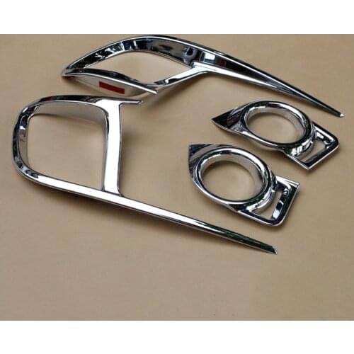 Chrome Fit For Toyota Highlander Kluger 2014 2015 2016 Accessories Front + Rear Foglight Fog Lamp Light Cover Cap Molding Trim