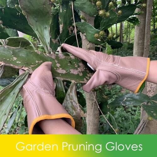 Non-slip Anti-pinch Cowhide Gloves For Prickly Plant Rose Cactus Garden Pruning Protection Gloves For Home Garden Florist