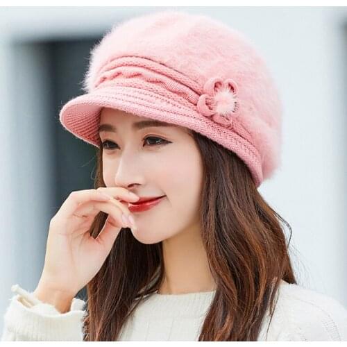 2021 New Warm Girls Winter Autumn beret hats for women Wool knitted hat for mom Beret solid fashion lady cap fall hat Female cap