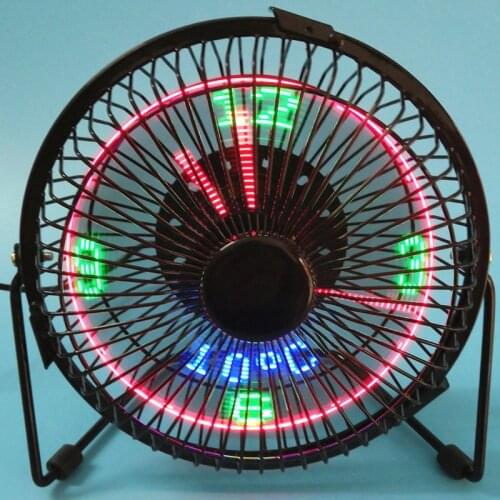 New 4 inch iron art USB small fan with temperature clock portable led light-emitting mini time fan desk fan fs0101