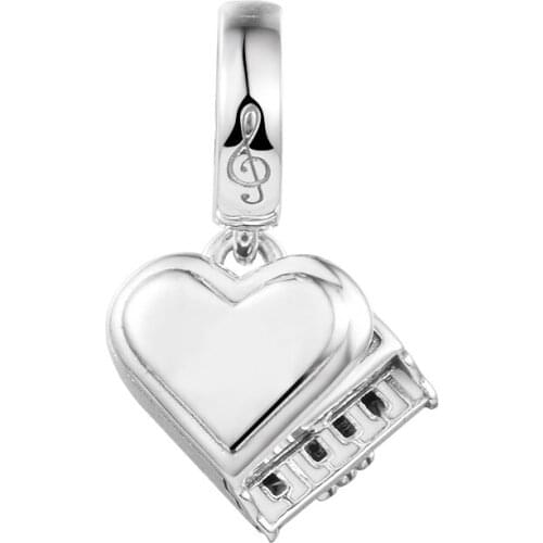 Fits Pandora Bracelet 925 Sterling Silver Charm Grand Piano Heart Dangle Beads Women DIY Jewelry Making Charmsy Wholesale
