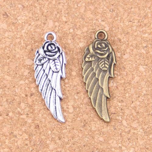 54pcs Charms angel wings flower 30x12mm Antique Pendants,Vintage Tibetan Silver Jewelry,DIY for bracelet necklace