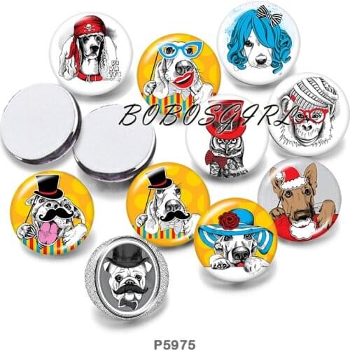 Dog Art 12mm/18mm/20mm/25mm/30mm Round Glass Cabochon Flat Back Making Findings P6200