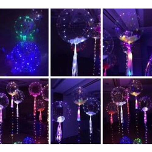 18/24 Inch Luminous Led Balloon 3M LED Clear Balloon String Lights Round Bubble Helium Balloon Kids Toy Wedding Party Decoration