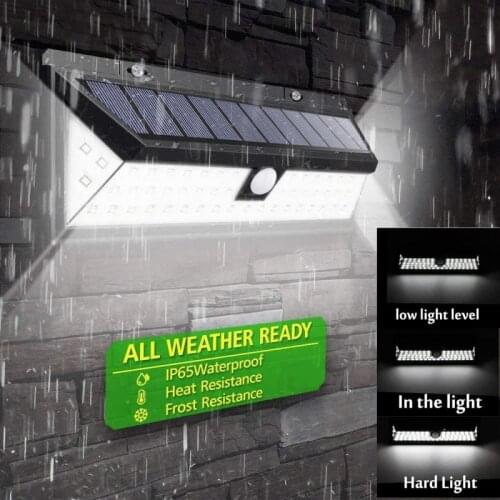 90/118 LED Waterproof Solar Power PIR Motion Sensor Outdoor Garden Wall Lamp Larger Solar Panel Area 3 Modes Easy Install