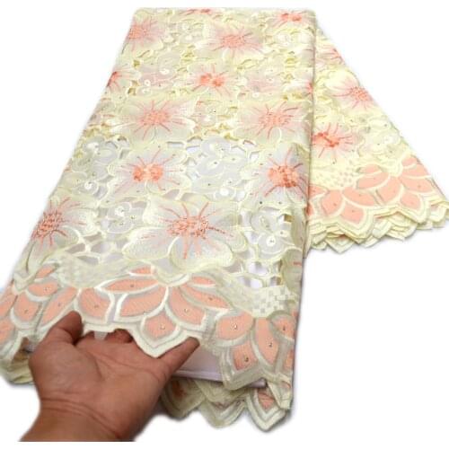 Jen High quality New design Handcut holed African Wedding lace fabric with stones embroidery swiss voile lace for clothes 2021