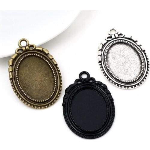 10pcs 18x25mm Inner Size 3 Colors Classic Style Cameo Cabochon Base Setting Charms Pendant necklace findings