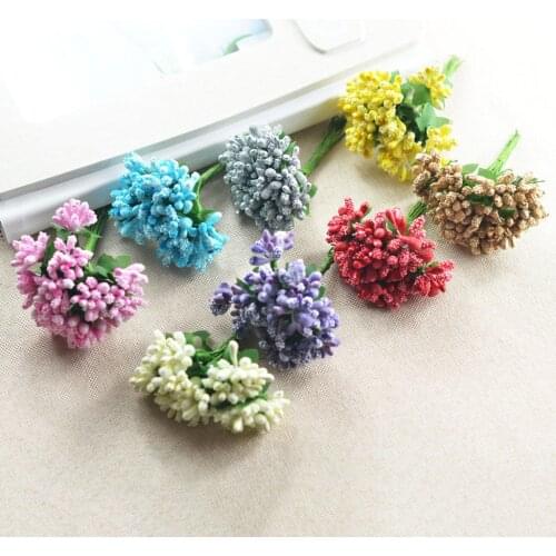 A Bunch of 12pcs Artificial Flower Stamens Pistil Embellishment for DIY Wedding Bouquets Home Party Centerpiece