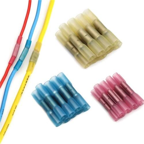 20pcs BHT0.5 BHT1.25 BHT2 BHT5 Insulated Heat Shrink Butt Wire Electrical Crimp Terminal Connector