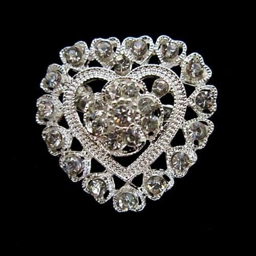 2013 New Design Silver Plated Small Heart Crystal Brooch
