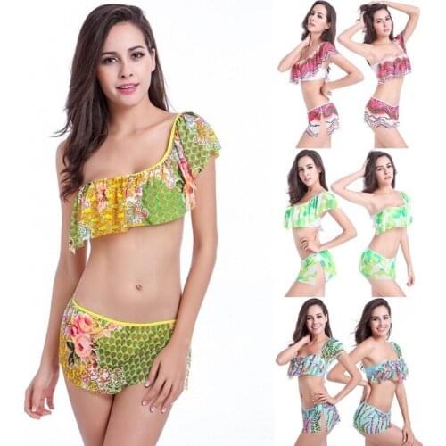 2021 Sexy Fashion Lady Ruffled One-shoulder Bikini Mesh Comfortable and Breathable Bikini
