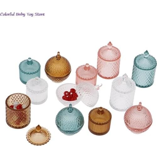 3Pcs/set 1:12 Dollhouse Miniature Doll Accessories Toy For Transparent Candy Jar