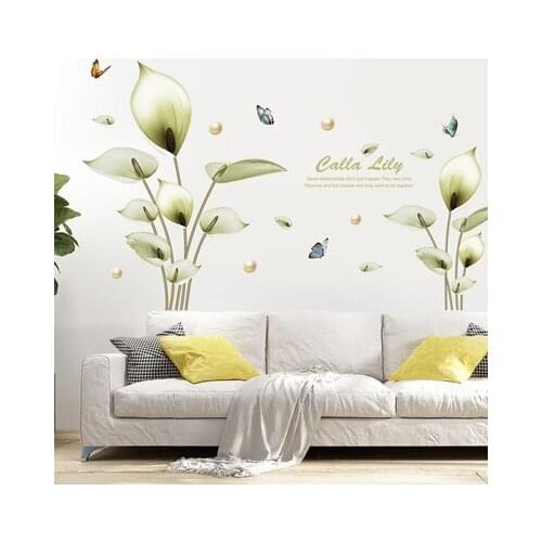 3D Calla Lily Wall Sticker Romantic Flowers Sofa TV Background Wallpaper Nordic Poster Vintage Living Room Decoration