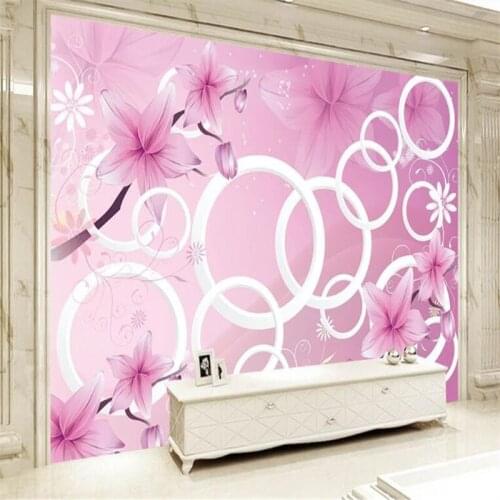 Beibehang 3D wall Custom Fashion Dream Lily 3D Circle Mural Wallpaper Photos Home Decor Background papel de parede 3d para sala
